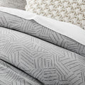 Organic Flannel Tossed Lines Duvet Cover & Pillowcases - Light Grey