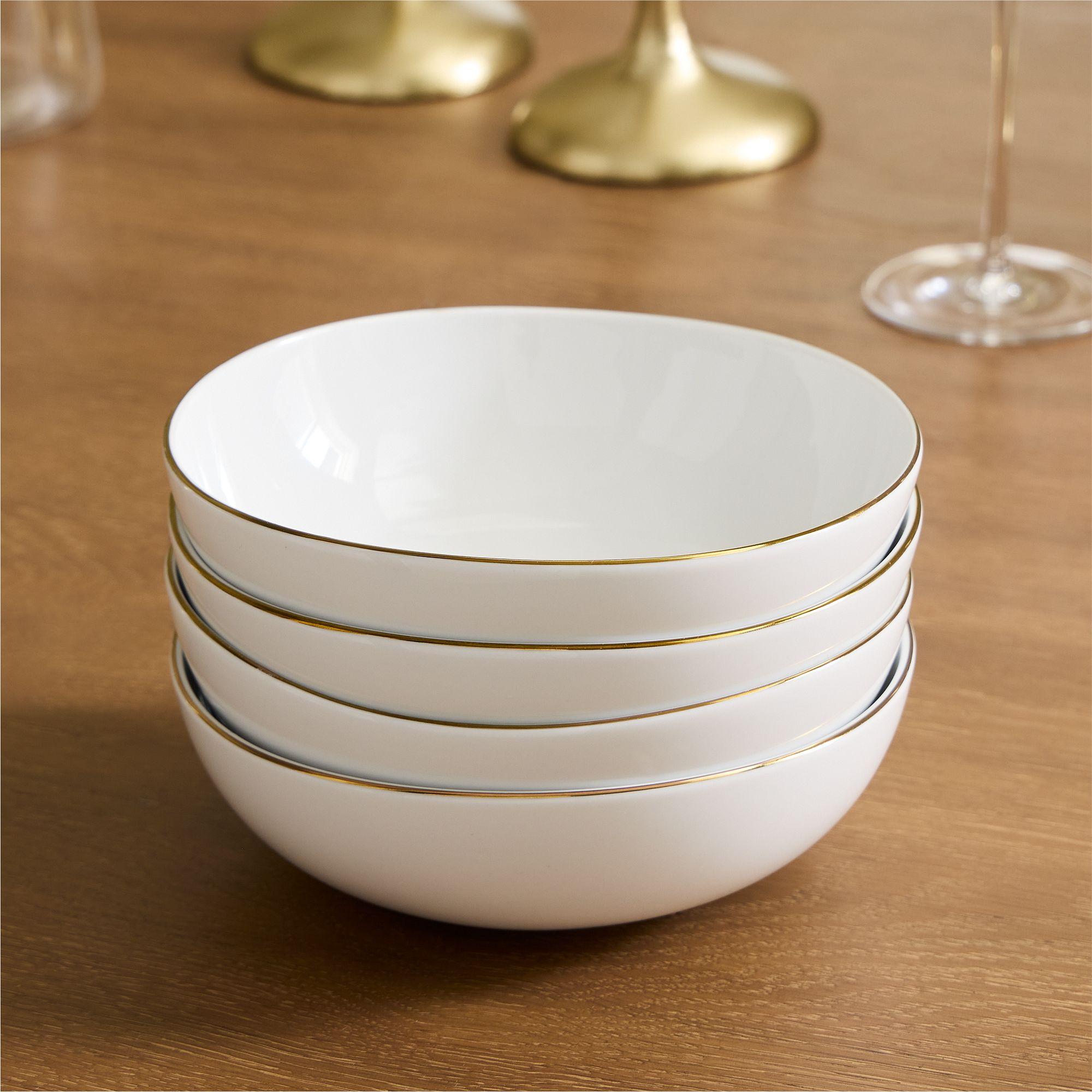 Organic Porcelain Gold-Rimmed Small Bowls