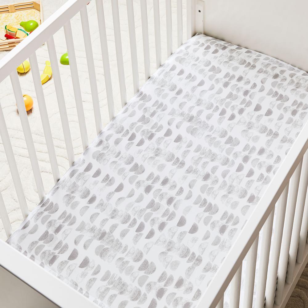 Organic Half Moon Cot Fitted Sheet - Platinum