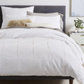 Organic Pleated Grid Quilt Cover & Pillowcases - White
