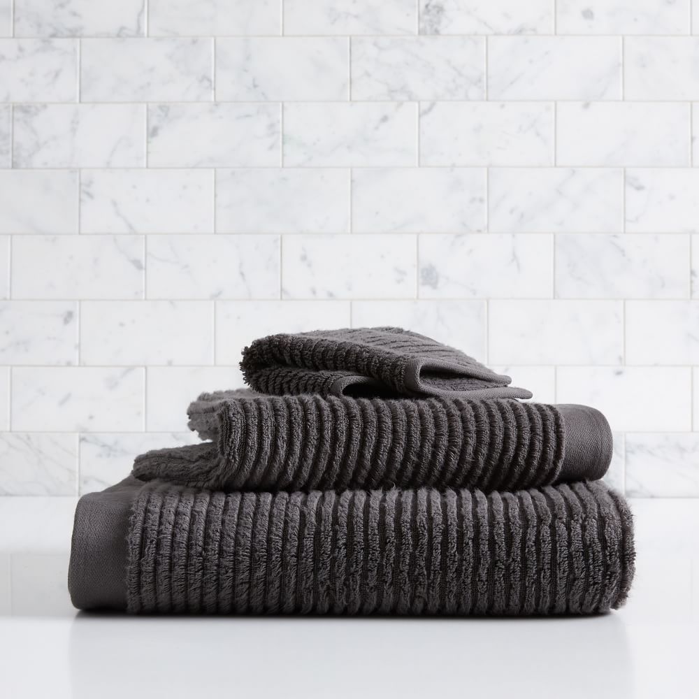 Organic Ribbed Fibrosoft™ Towels - Charcoal