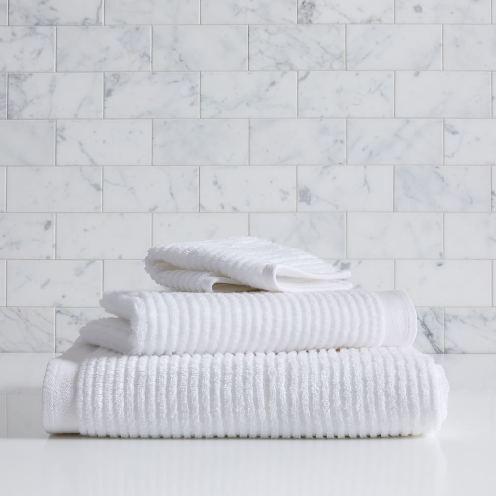 Organic Ribbed Fibrosoft™ Towels - White