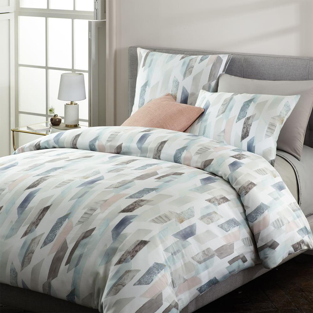400-Thread-Count Organic Sateen Crystal Geo Duvet Cover + Pillowcases