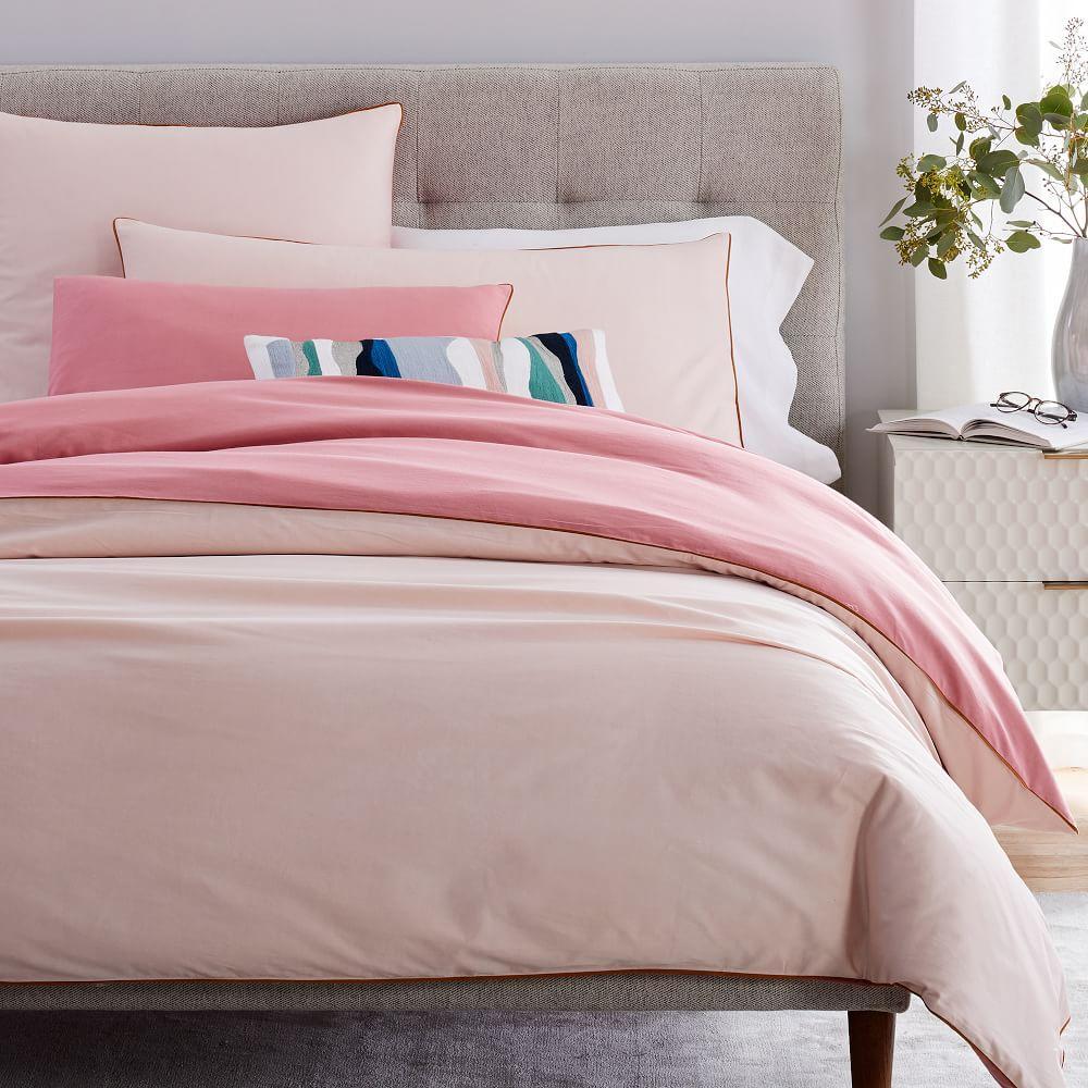 Organic Sateen Reversible Duvet Cover & Pillowcases - Pink Blossom
