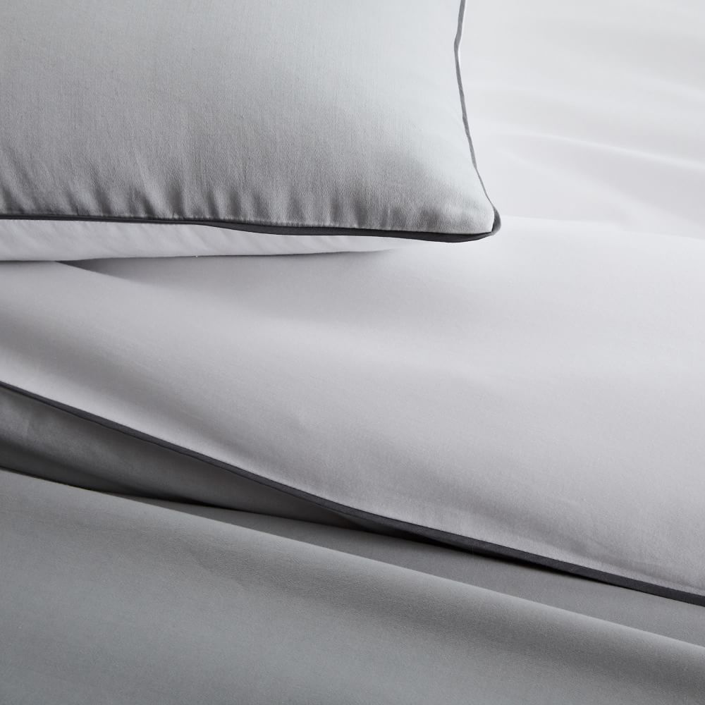Organic Sateen Reversible Duvet Cover & Pillowcases - Frost Grey
