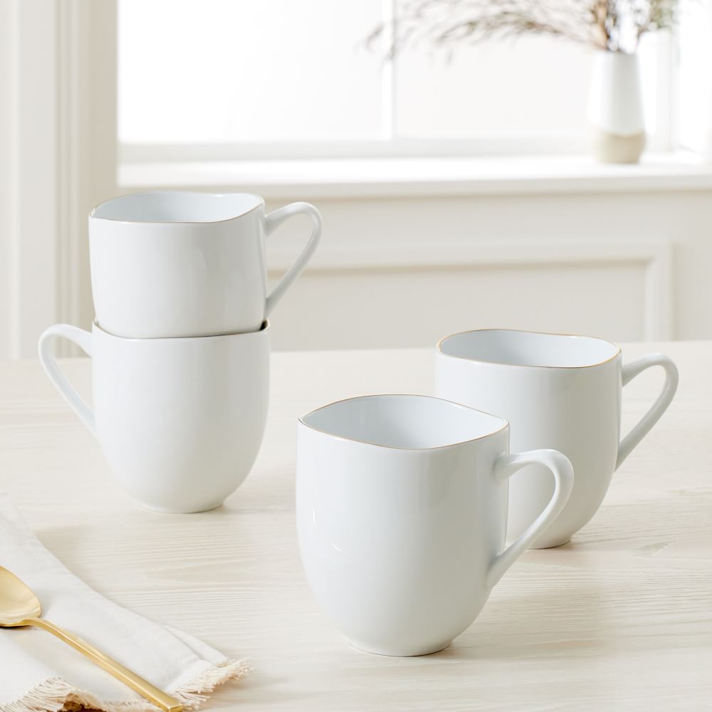 Organic Porcelain Gold-Rimmed  Mugs