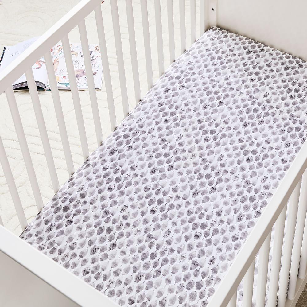 Organic Stamped Owl Cot Fitted Sheet