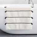 Organic Tassel Stripe Bath Mat -  White