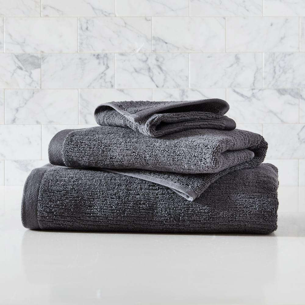 Organic Quick-Dry Textured Towels - Charcoal