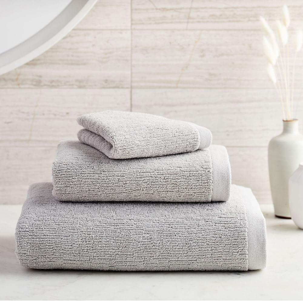 Organic Quick-Dry Textured Towels - Frost Grey