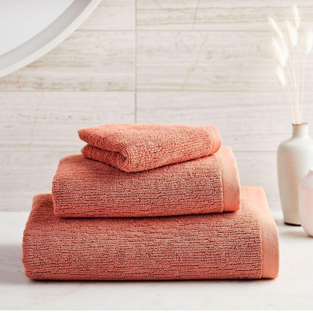 Organic Textured Towels - Orange Clay