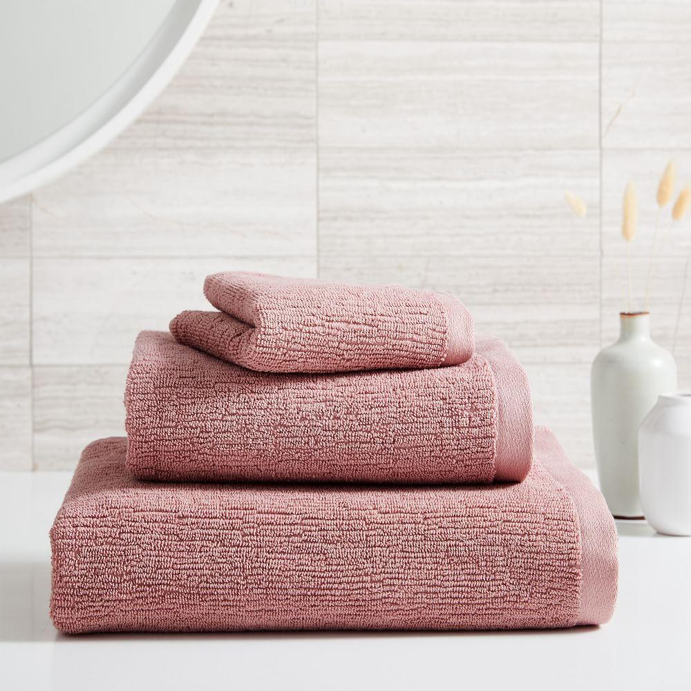 Organic Quick-Dry Textured Towels - Pink Stone