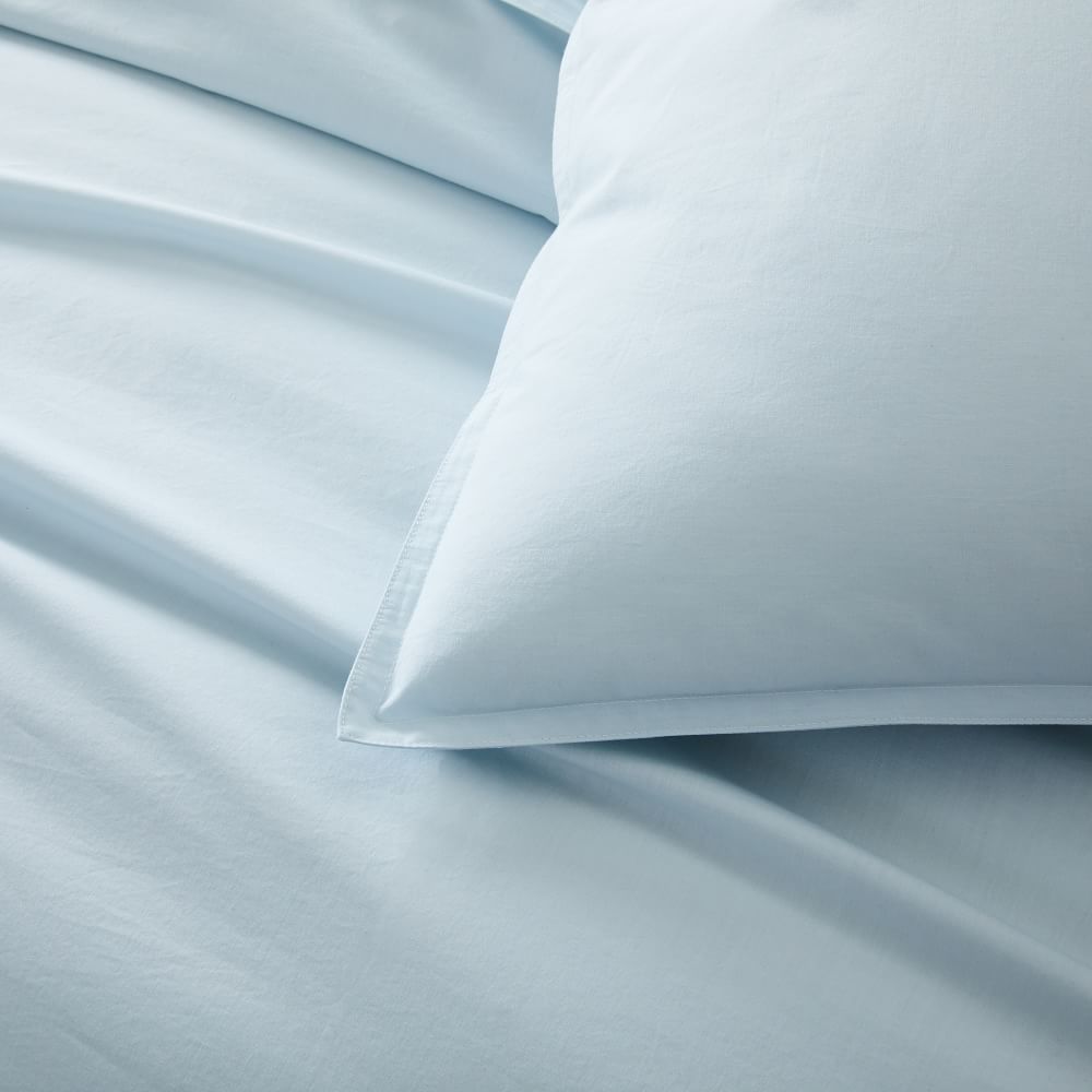 Organic Washed Cotton Percale Duvet Cover & Pillowcases - Lightest Blue