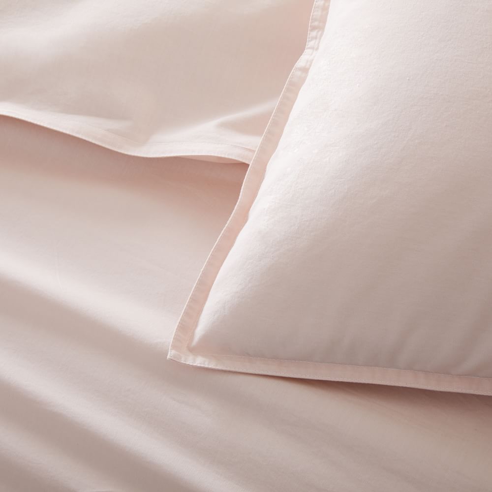 Organic Washed Cotton Percale Duvet Cover & Pillowcases - Pink Champagne