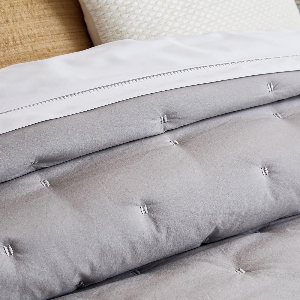 Organic Washed Cotton Percale Bedspread & Pillowcases - Platinum