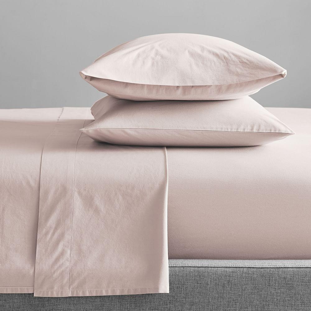 Organic Washed Cotton Percale Sheets - Pink Blush