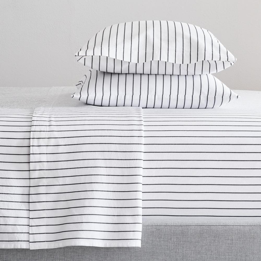 Organic Washed Cotton Percale Simple Stripe Sheets