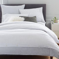 Organic Washed Cotton Stripe Duvet Cover & Pillowcases - Slate