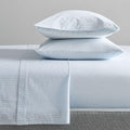 Organic Washed Cotton Percale Stripe Sheets - Kyoto Blue