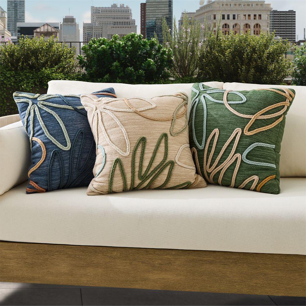 Outdoor Linework Floral Cushion