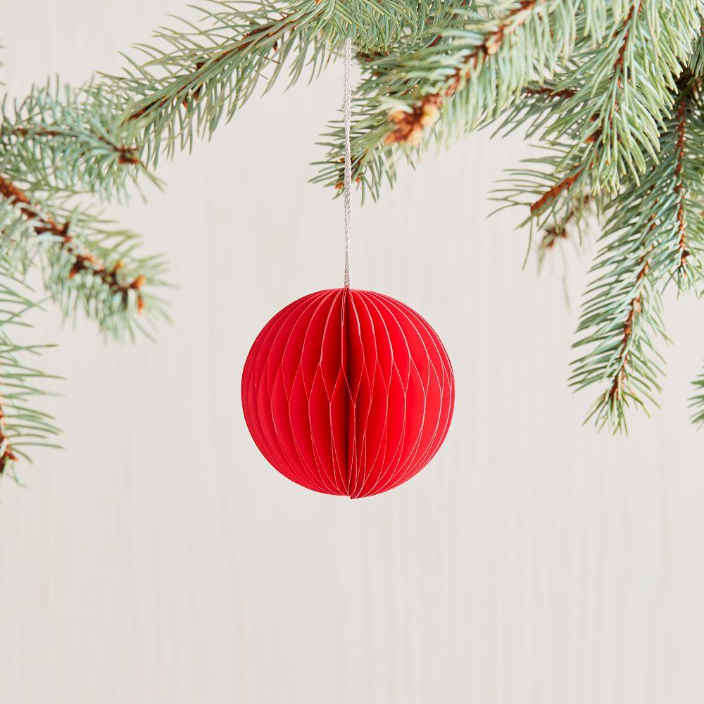Round Paper Ball Bauble - Red