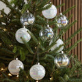 Pearl White & Iridecent Glass Boxed Baubles (Set of 9)