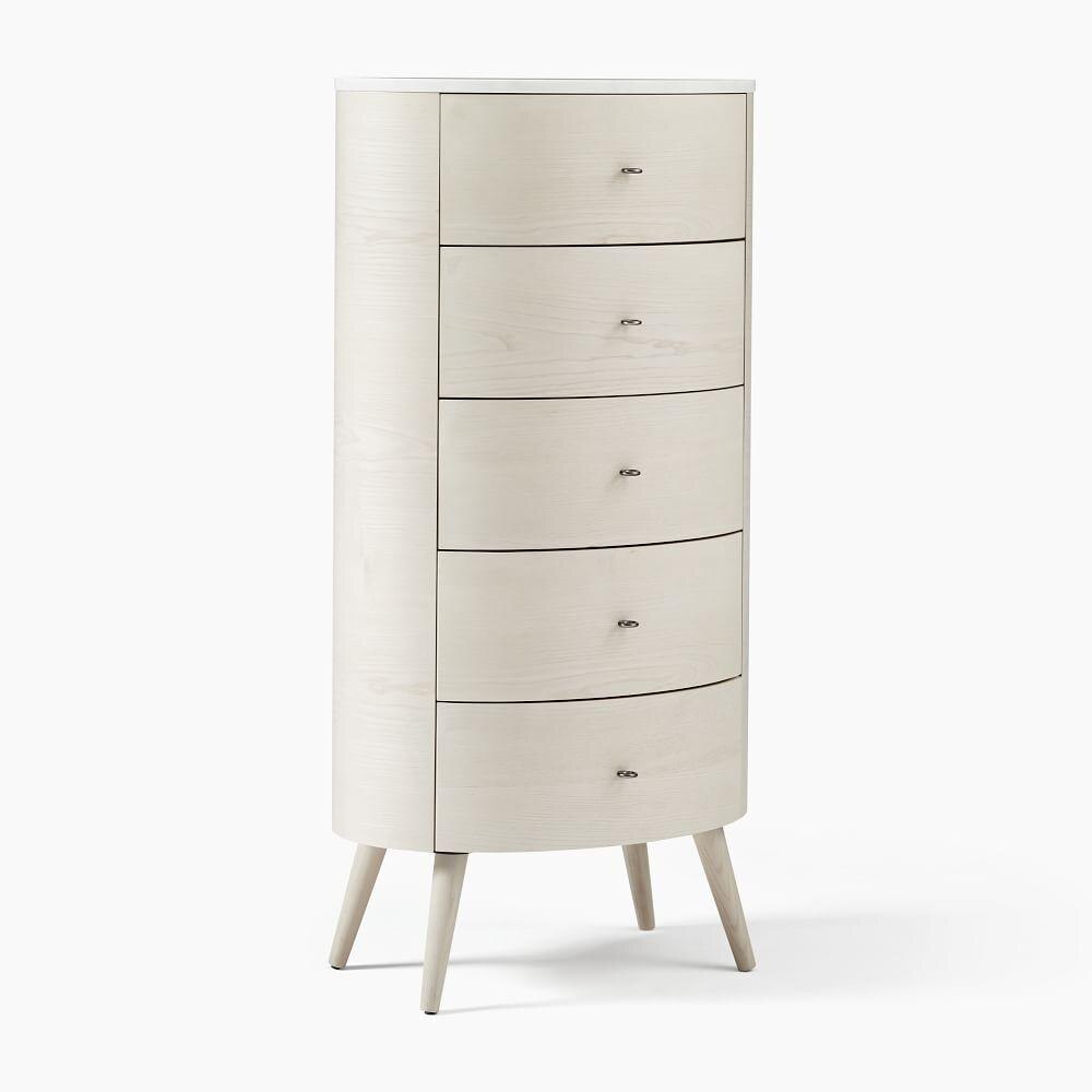 Penelope 5-Drawer Dresser - Feather Grey w/ Marble Top