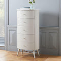 Penelope Narrow 5-Drawer Chest - Oyster w/ Marble Top