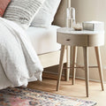 Penelope Bedside Table - Feather Grey w/ Marble Top