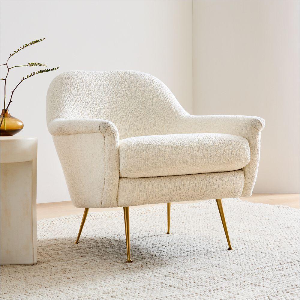 Phoebe Armchair - Metal Legs - Chunky Boucle, White