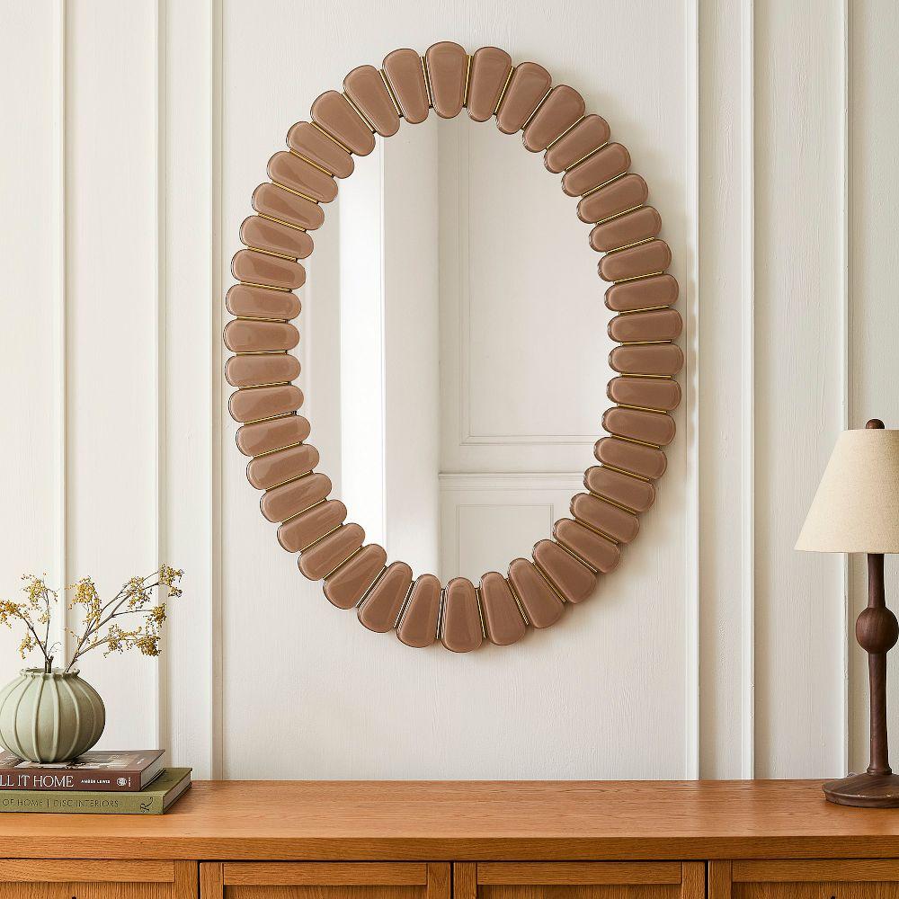 Pierce & Ward Faceted Oval Wall Mirror