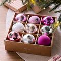 Pink Glass Ball Baubles (Set of 9)