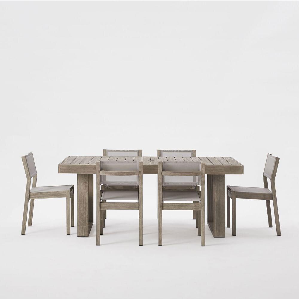 Portside Garden Expandable Dining Table + Chair Set - Weathered Grey