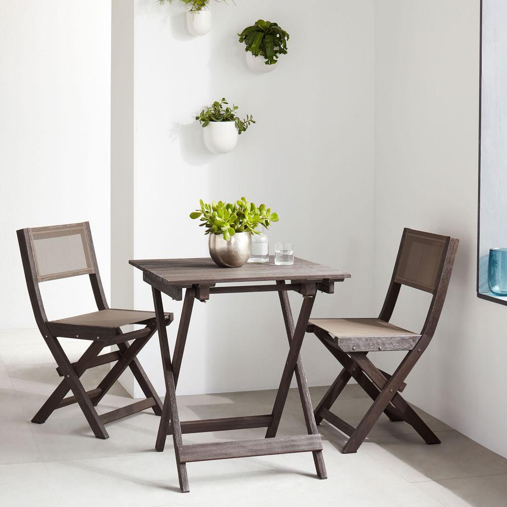 Portside Garden Folding Textilene Bistro Chair - Weathered Cafe