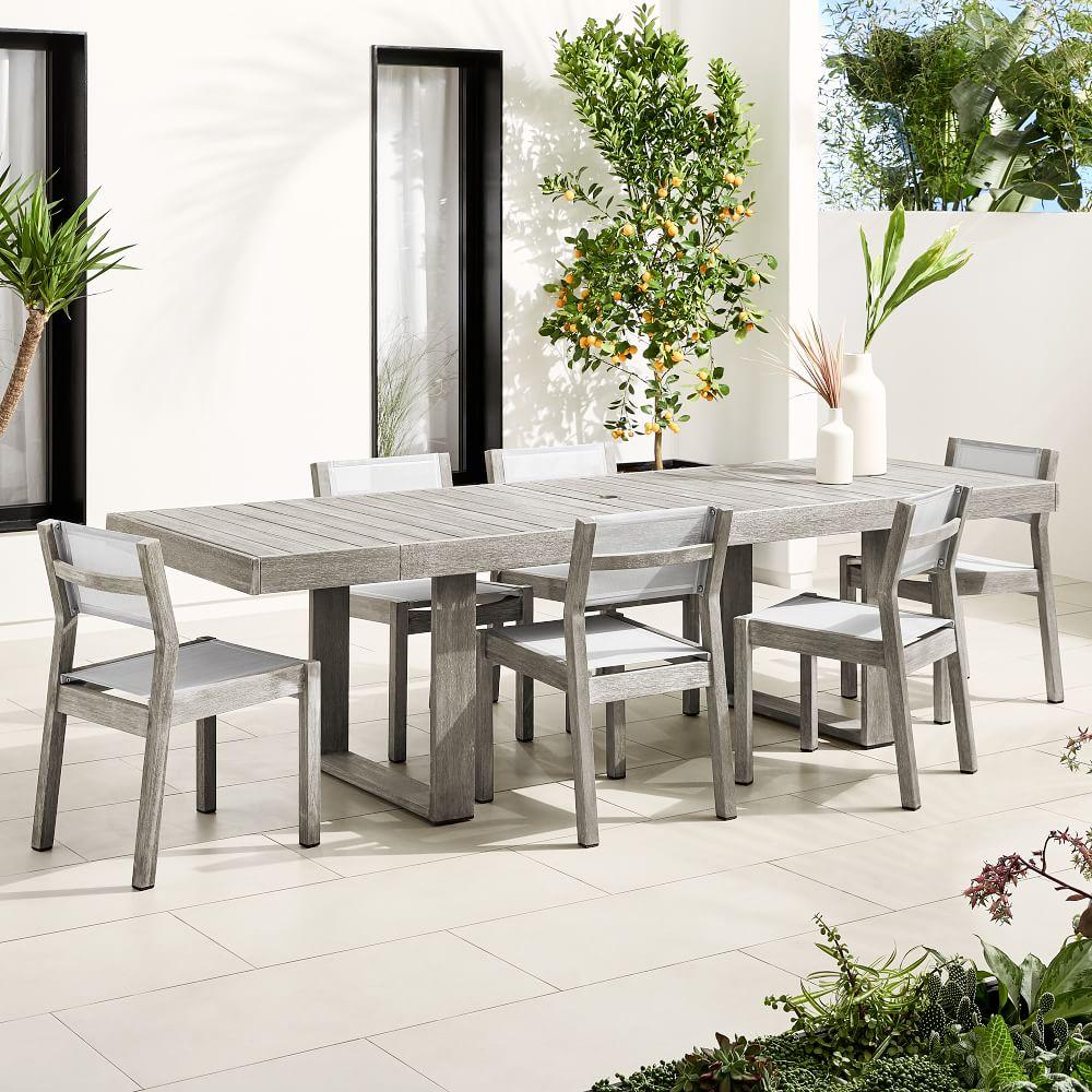 Portside Outdoor Expandable Dining Table & 6 Textilene Chairs Set