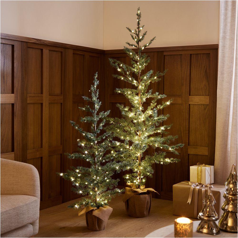 Pre-Lit Faux Blue Spruce Tree w/ Burlap Base