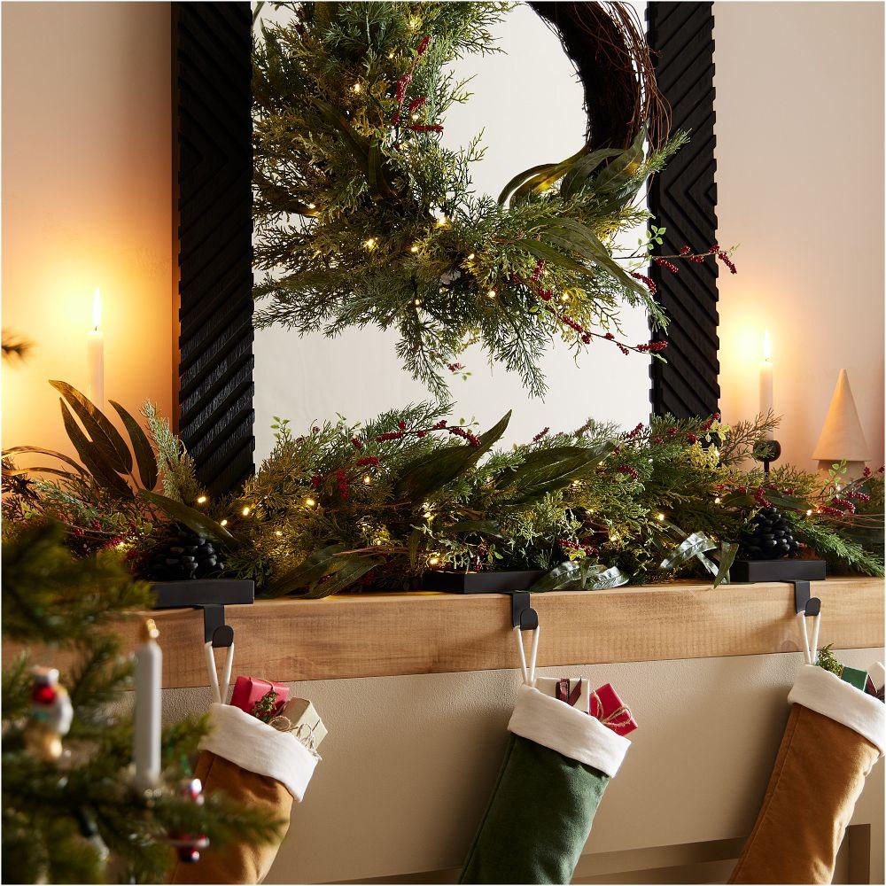 Pre-Lit Faux Mixed Pine & Pepperberry Garland