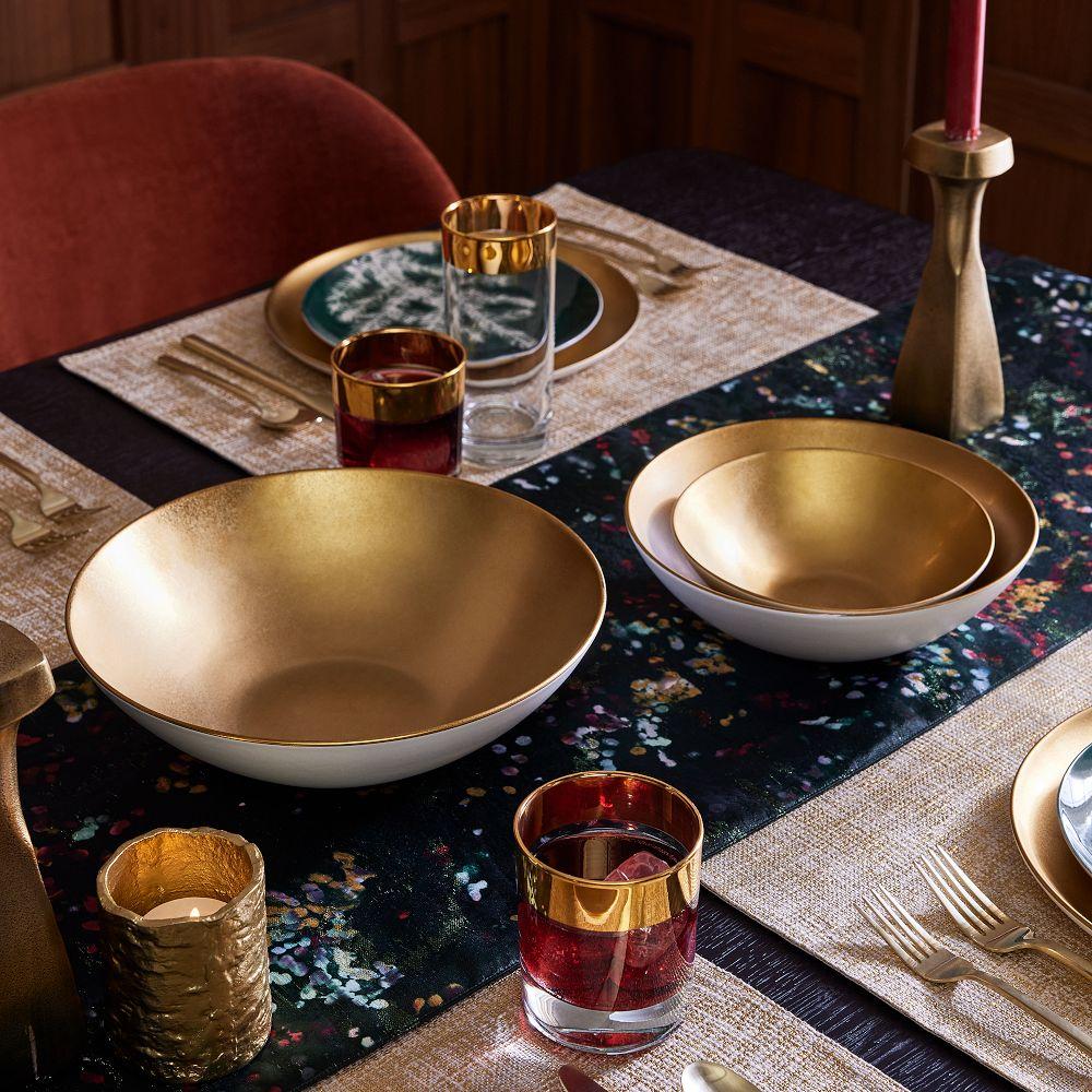 Pure Metallic Stoneware Serve Bowls (Set of 3)