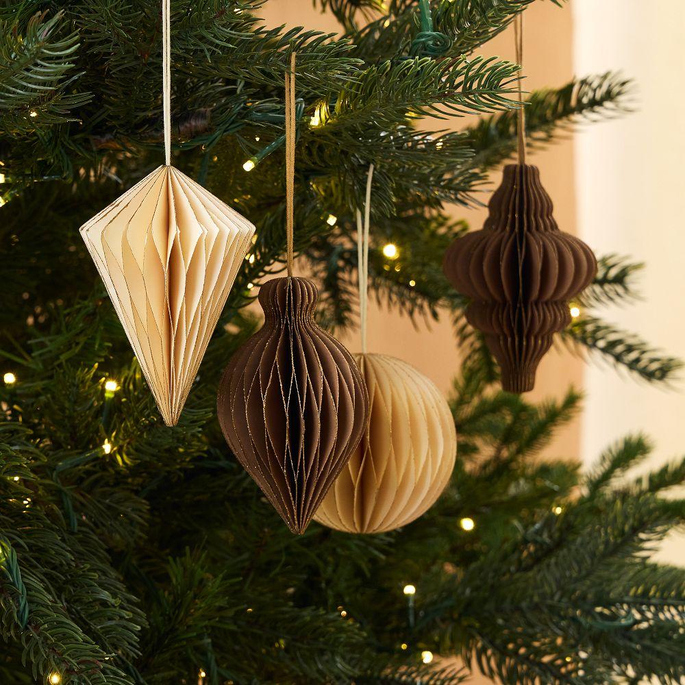 Pure Paper Shape Baubles (Set of 4)