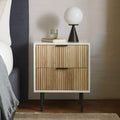 Quinn Closed 2-Drawer Bedside Table (53 cm) - Wood/White