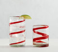 Pottery Barn Red Ribbon Handcrafted Drinking Glasses
