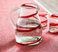 Pottery Barn Red Ribbon Handcrafted Pitcher