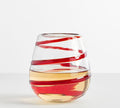 Pottery Barn Red Ribbon Handcrafted Stemless Wine Glasses – Set of 6