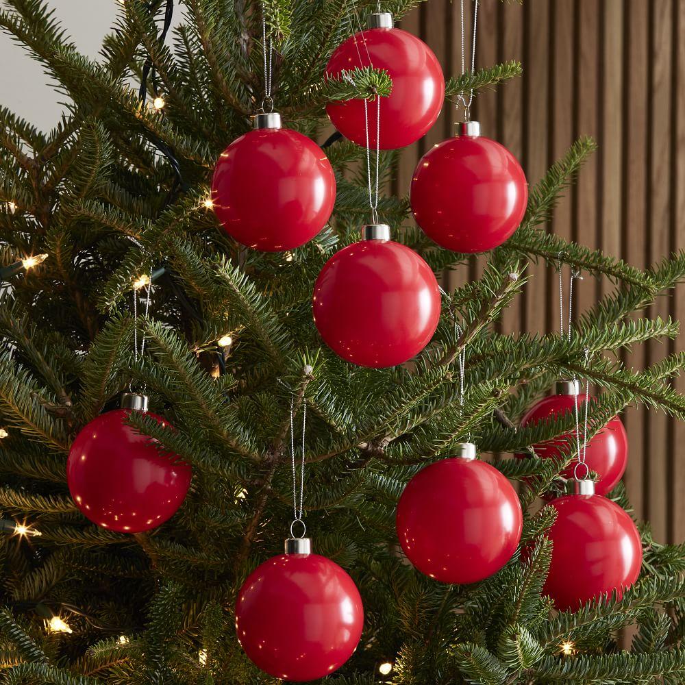 Red Glass Boxed Baubles - Red (Set of 9)