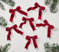Pottery Barn Kids Cranberry Red Velvet Bow Tree Clips, Set of 6