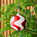 Red & White Medium Glass Bauble