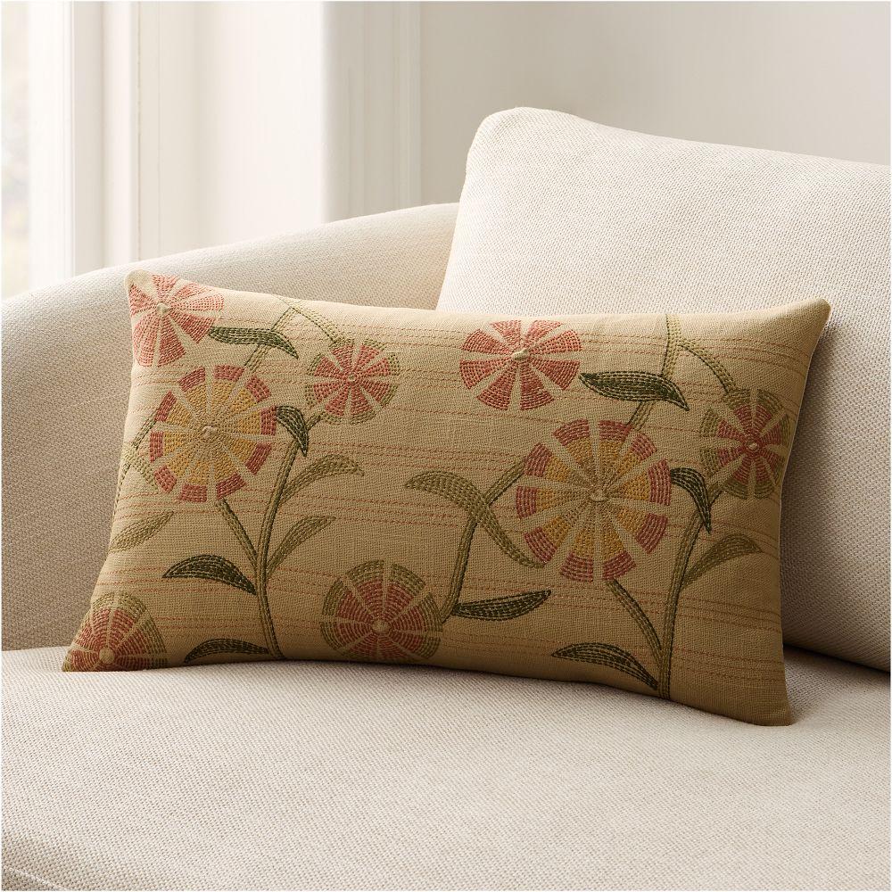 Rice Stitch Floral Cushion Cover