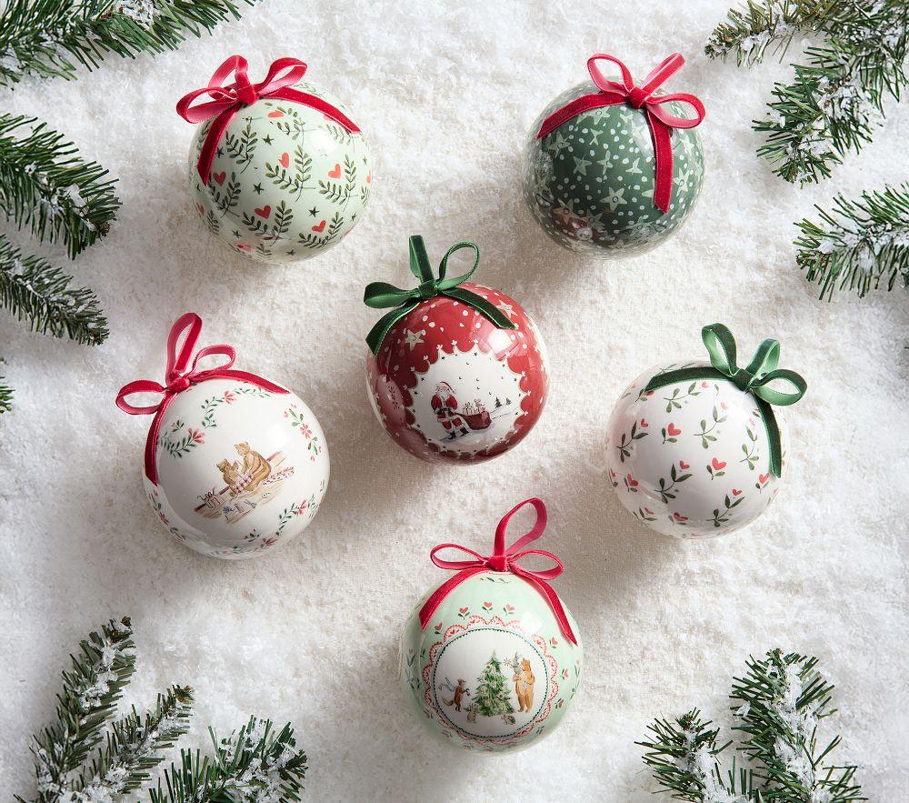 Pottery Barn Kids Riley Sheehey Patterned Ball Ornaments, Set of 6