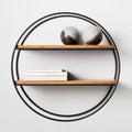 Anton Round 2-Tier Wood & Metal Wall Shelf (61 cm)