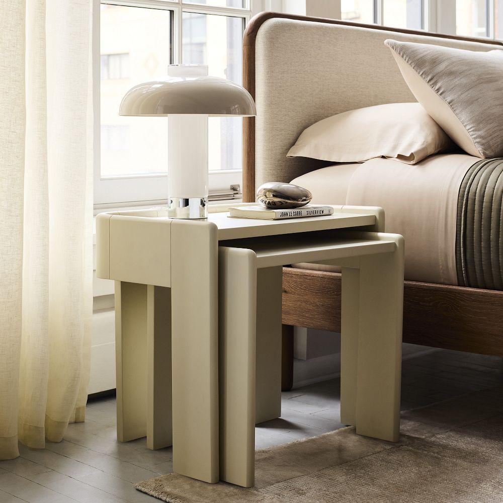 Rylee Nesting Bedside Table - Ivory (58 cm - 66 cm)